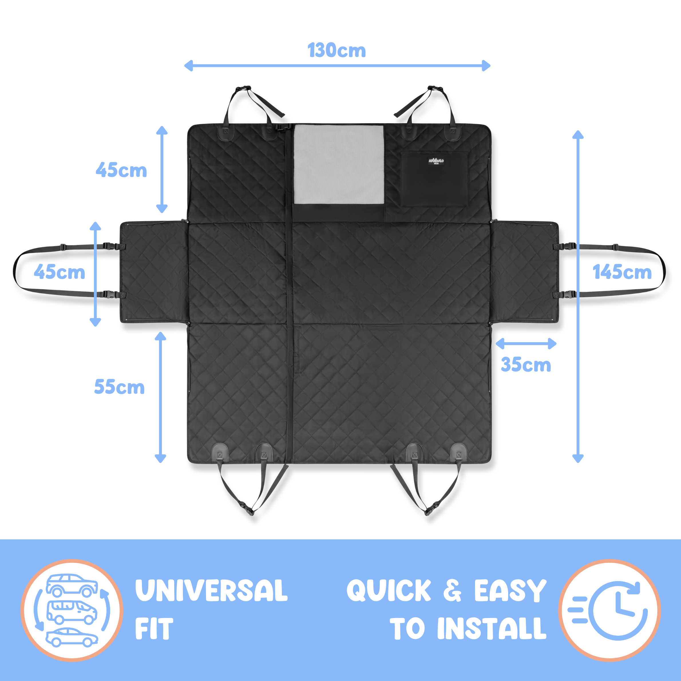 4-in-1 Dog Car Seat Cover size chart