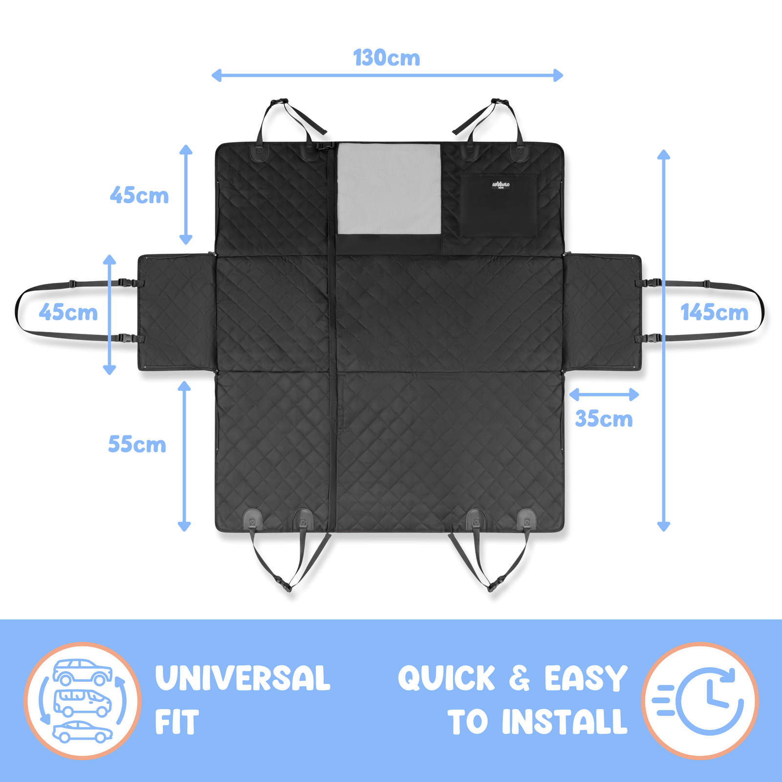4-in-1 Dog Car Seat Cover size chart