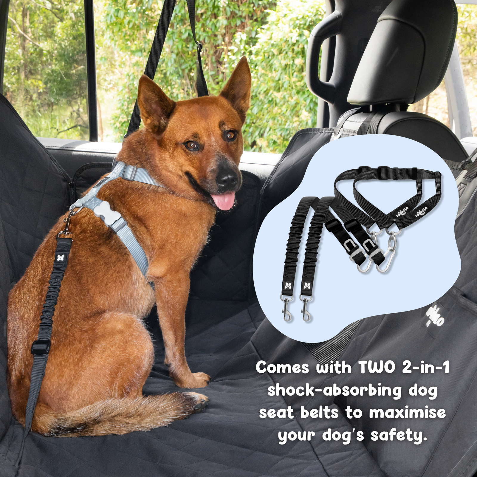 Dog Car Seat Cover with shock absorbing set beltsDog Car Seat Cover with shock absorbing set belts