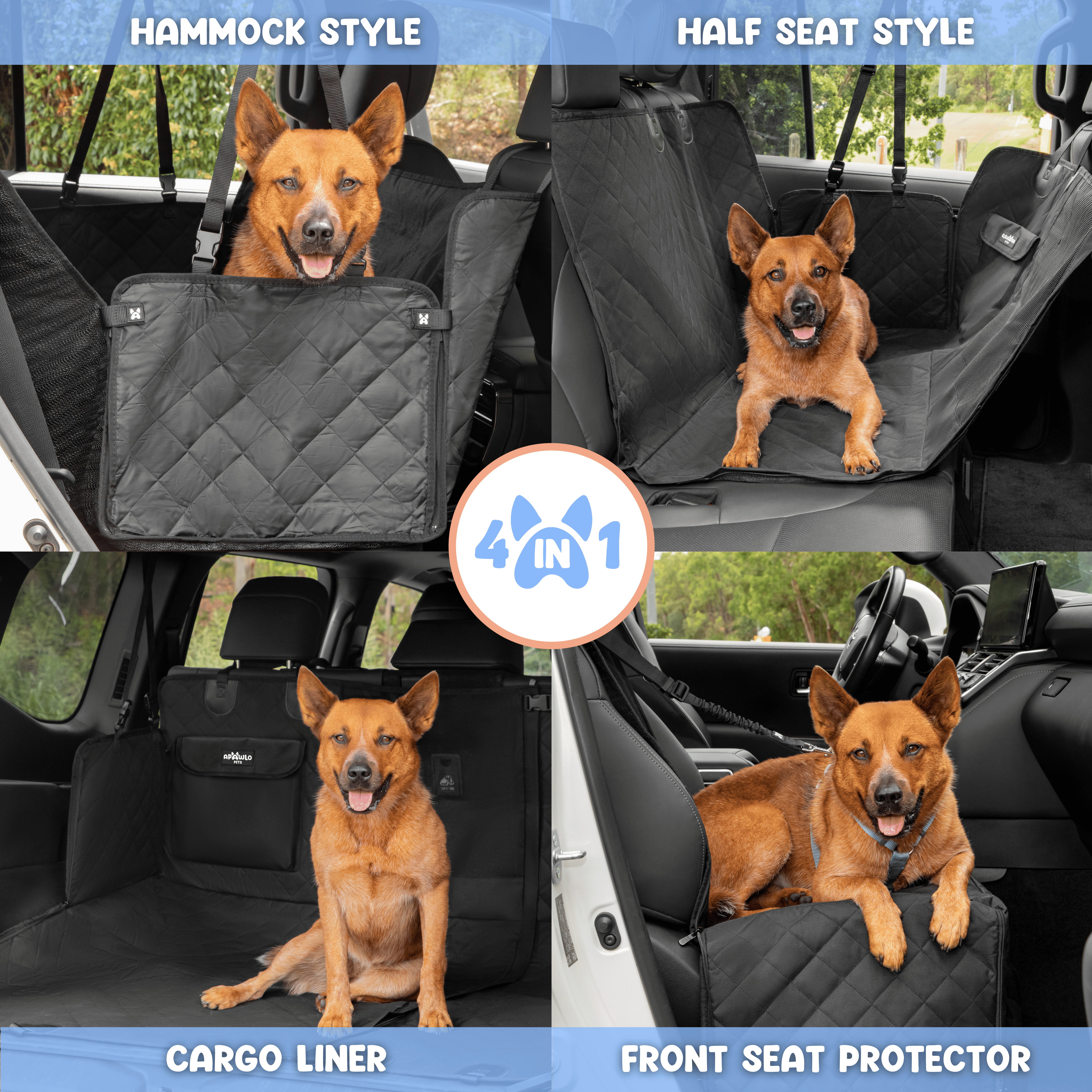 4-in-1 Dog Car Seat Cover