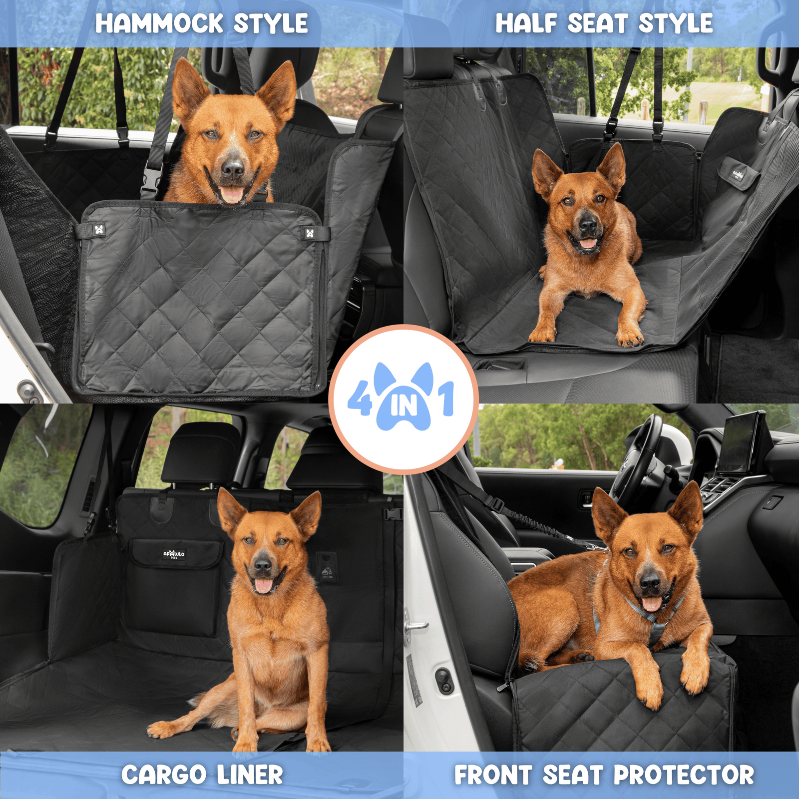 4-in-1 Dog Car Seat Cover