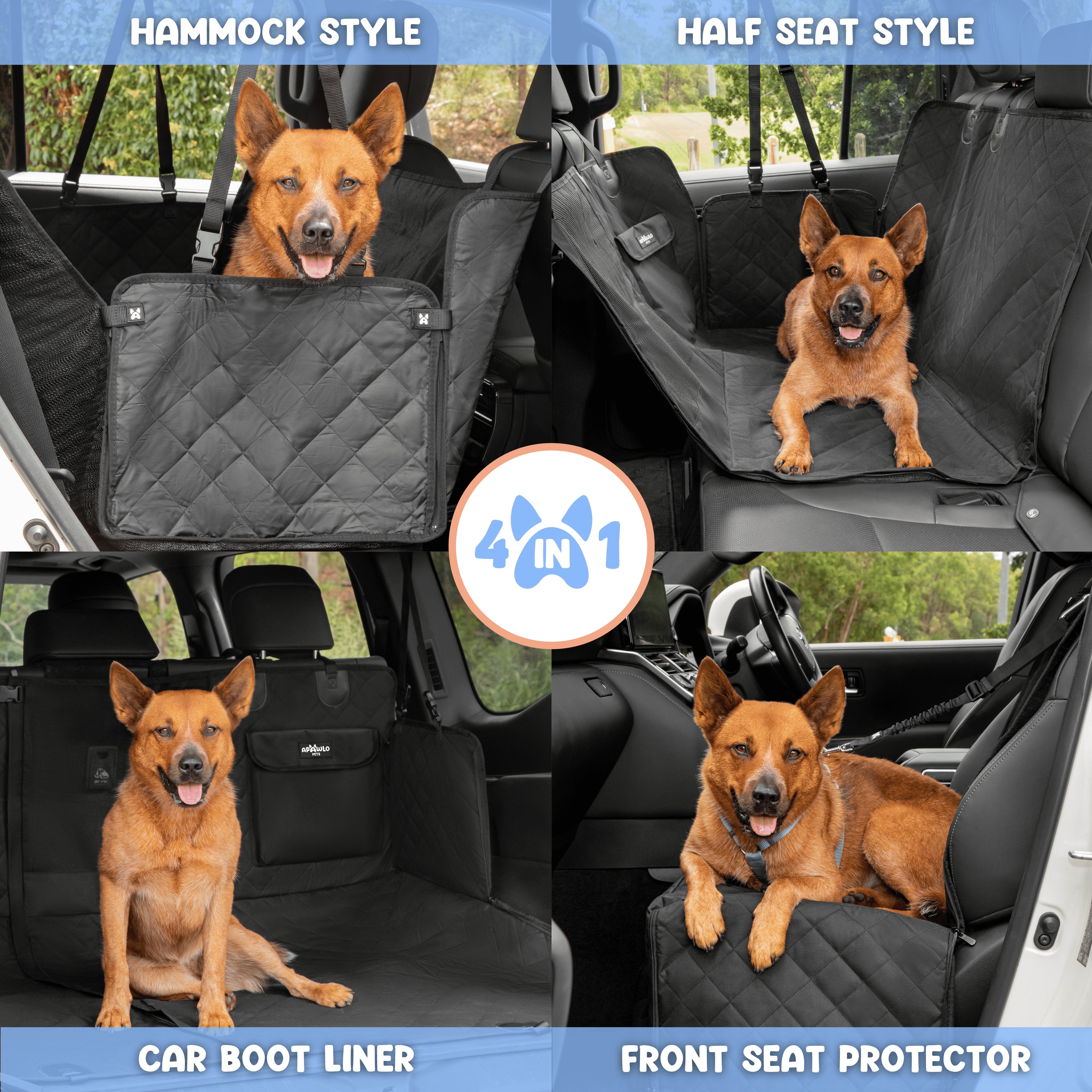 4-in-1 Dog Car Seat Cover